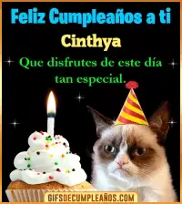 GIF Gato meme Feliz Cumpleaños Cinthya